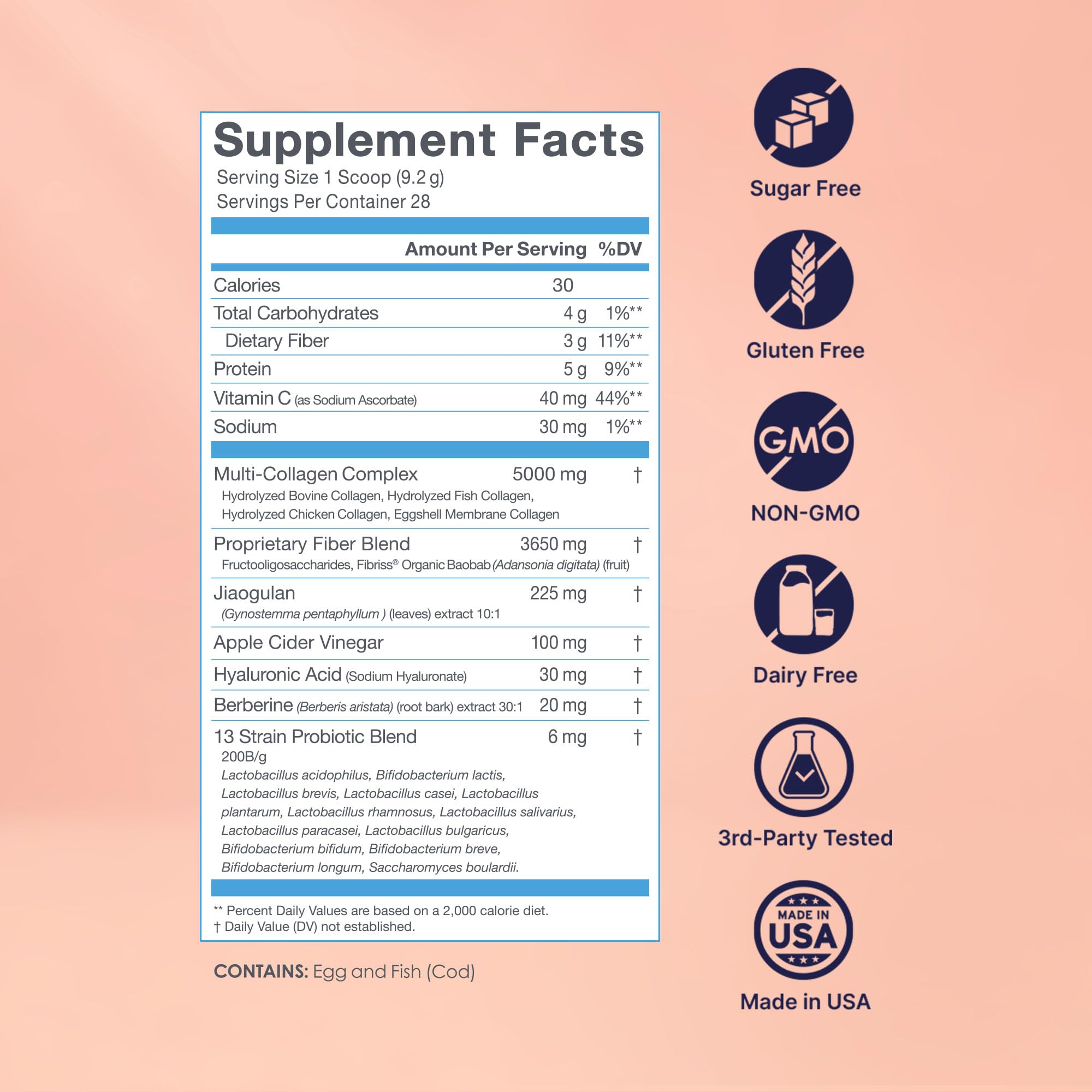 SkinnyFit Super Youth Collagen for Women, Limited Edition Berberine Formula, Multi Collagen Peptides, Baobab Fiber, 13-Strain Probiotics, Hyaluronic Acid, Unflavored (28 Servings) — Amazon image 6