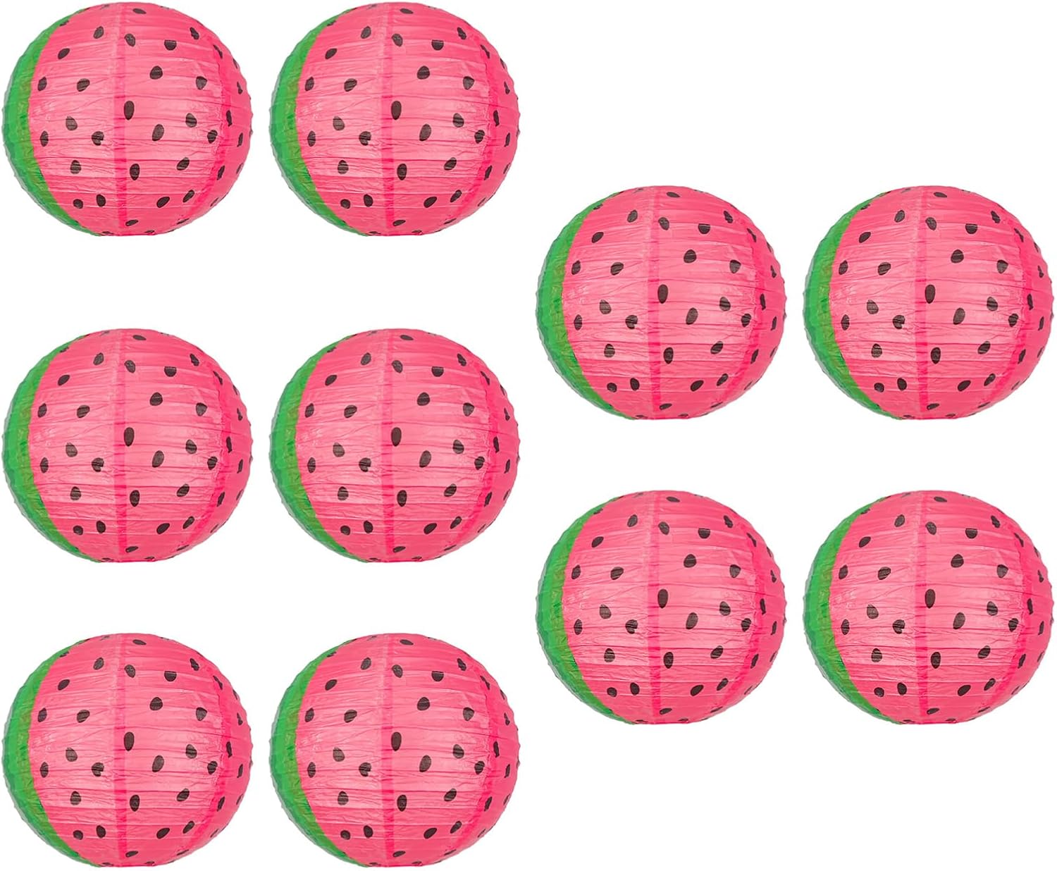 Set of 10 Watermelon Pendant Hanging Paper Lamps Fruit Themed Pendant Festival Home Adornment Birthday Party Supplies Paper