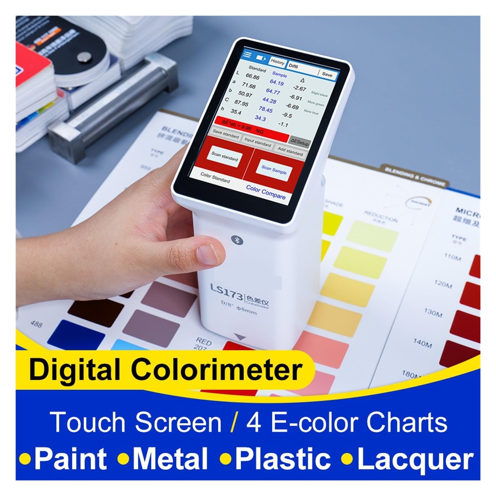 Colorimeter Tragbares Farbmessgerät Digitales Hand-Colorimeter D/8 LS173 für Farbe und Kunststoff