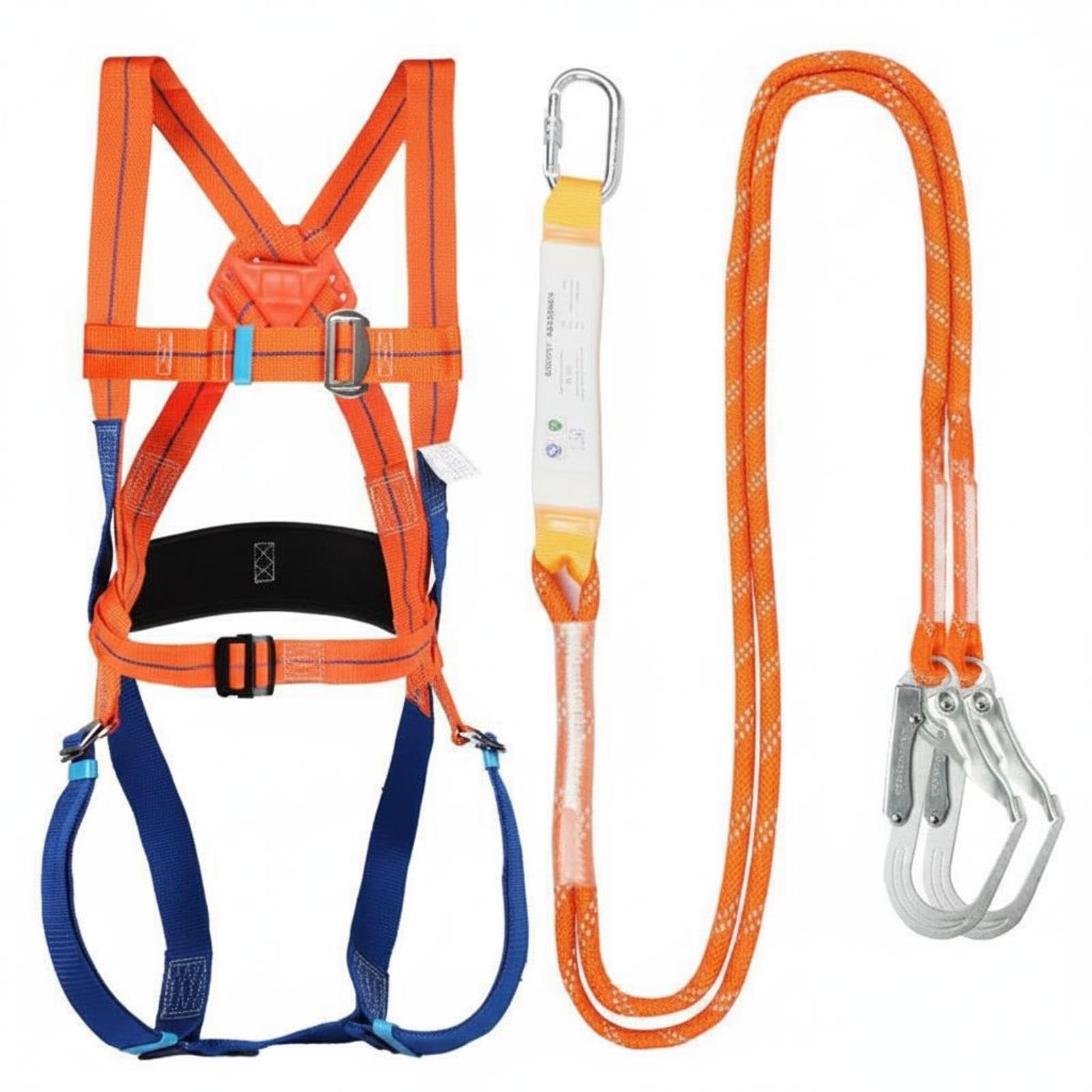 CALANDIS Full Body Harness High Strength Polyester Fall Arrest Harness Shock Absorber Pack Lanyard for Wall Maintenance Double Large Hook-image-49