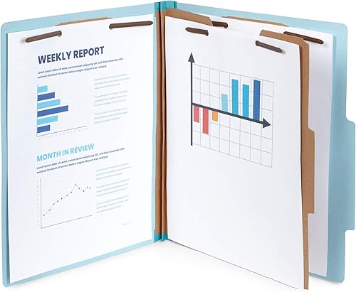 Miniatura 5 de 10 carpetas de clasificación azules – 1 divisor – Expansiones Tyvek de 2 pulgadas – 2 puntas duraderas, para archivos médicos, archivos de clientes