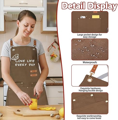 Miniatura 4 de Ulico Delantal de chef personalizado con nombre bordado, delantales personalizados para hombres y mujeres, delantal personalizado, sombrero de