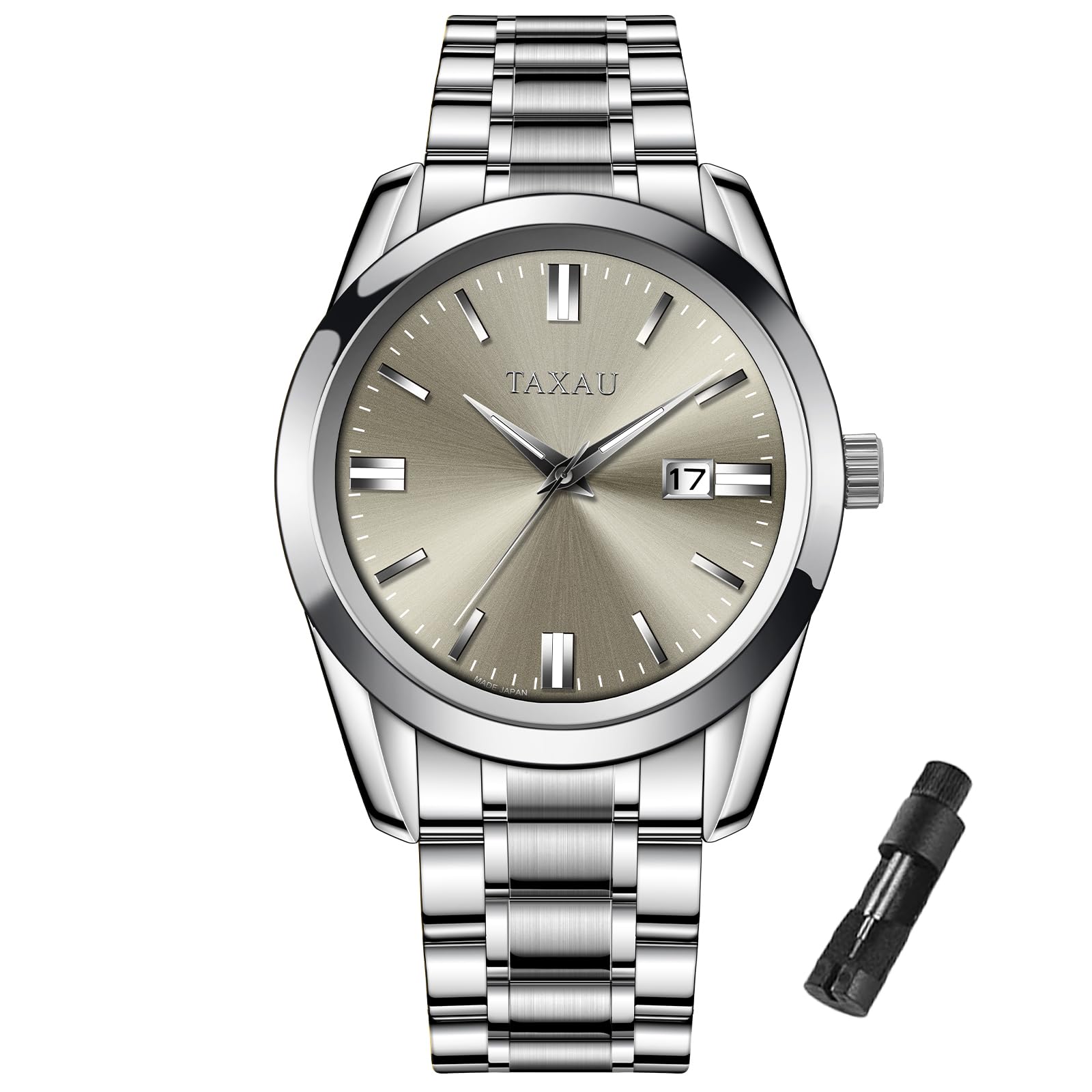 Taxau Uhren Herren Edelstahl wasserdichte Chronograph Uhren Luxus Business Herrenuhren Leuchtender Zeiger Datum Geschenk für Männer