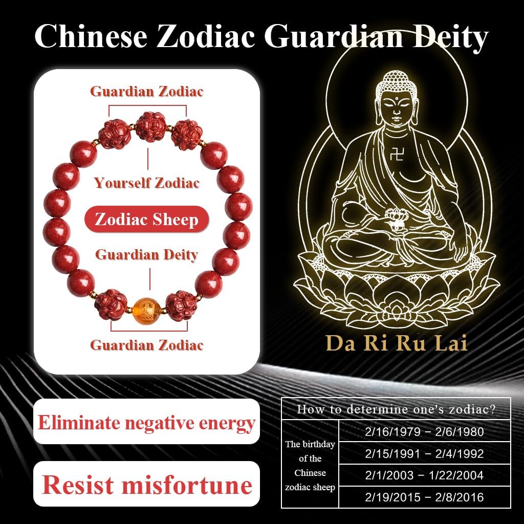 Feng Shui Triple Protection Bracelet for Women,Lucky Chinese Red Cinnabar Zodiac Prayer Bead Bracelet to Attract Wealth or Money,Mother's Day Birthday Christmas Good Luck Jewelry Gigt for Women to Bring Luck Prosperity - Image 3