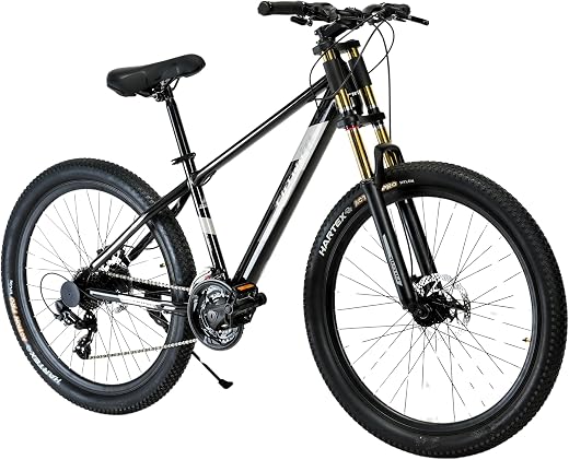 FitTrip Super Dominator 27.5T MTB | 21 SPD Shimano Gearset | Dual Crown Suspension | 160mm Disk Brakes | Unisex (Dark Edit...