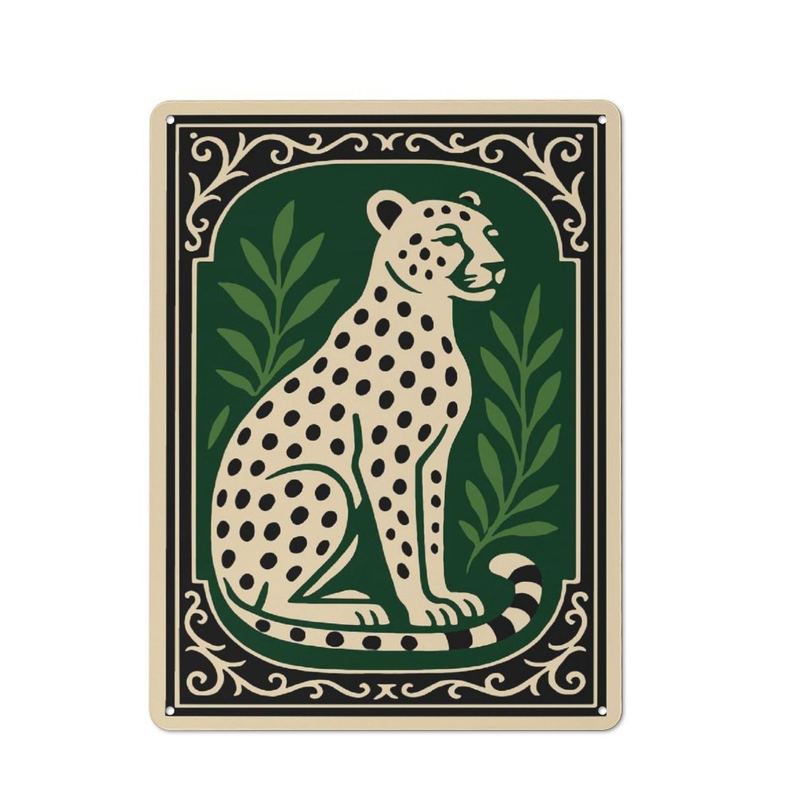 Cheetah in Decorative Frame Decorative Tin Sign 40x30cm, Rustic Rustic Kitchen Decor for Kitchen, Cottage, Porch Or Garden Room