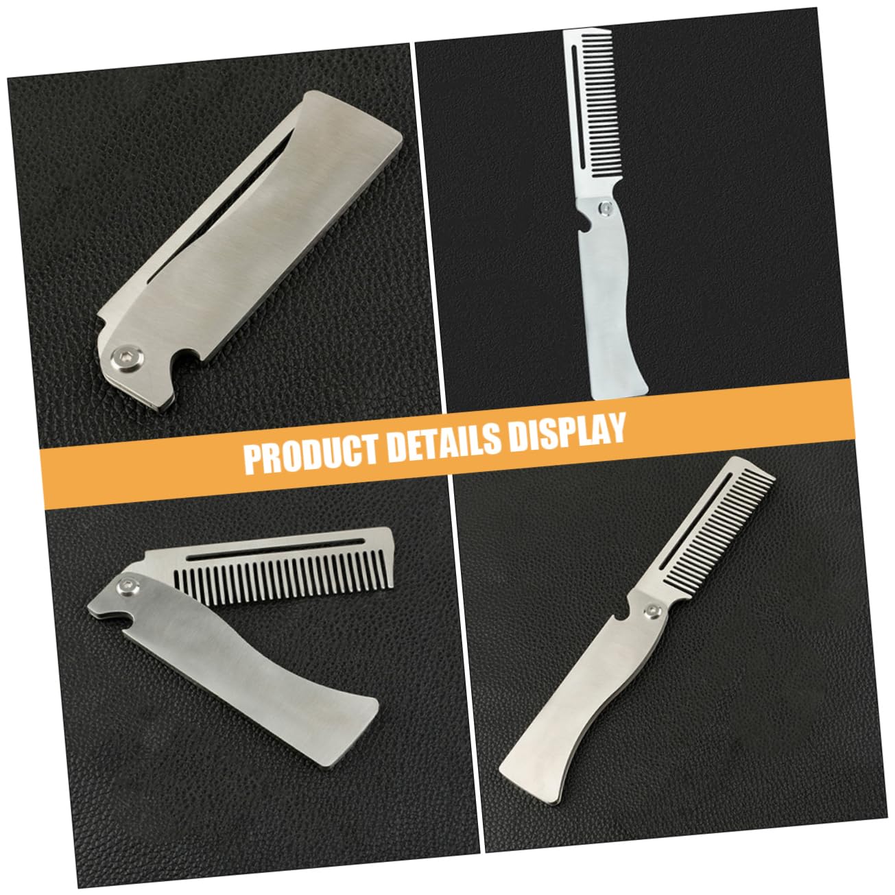 SOESFOUFU Men's Styling Comb Folding Pocket Brush for Men Fine Tooth Stainless Steel Grooming Tool for Hair Beard
