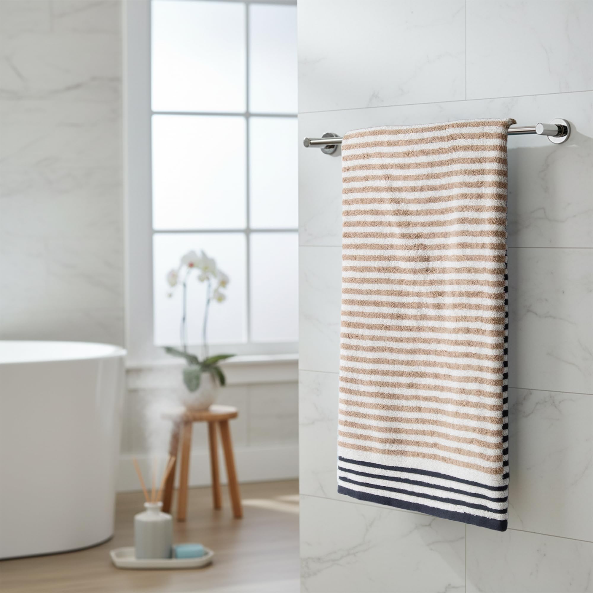 MYTRIDENT Symphony of Threads Towel for Bath, 75 cm x 150 cm, 100% Cotton, 625 GSM, Super Soft, Absorbent, Ligne-image-33