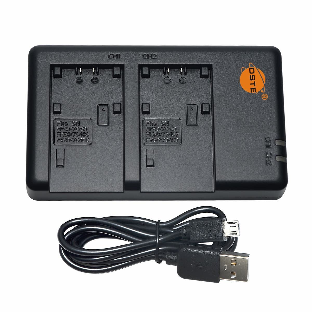 DSTE Fast Charging USB Dual battery Charger Compatible for Sony NP-FP50 NP-FP51 NP-FP70 NP-FP90 NP-FH50 NP-FH100 NP-FV50 NP-FV70 NP-FV100