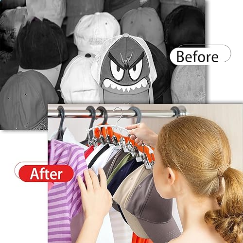 Miniatura 4 de Hat Racks for Closet, Metal Hat Organizer Racks for Baseball Caps 2 Pack Door Hat Racks for Baseball Caps with 10 Large Clips, Baseball Hat Holder