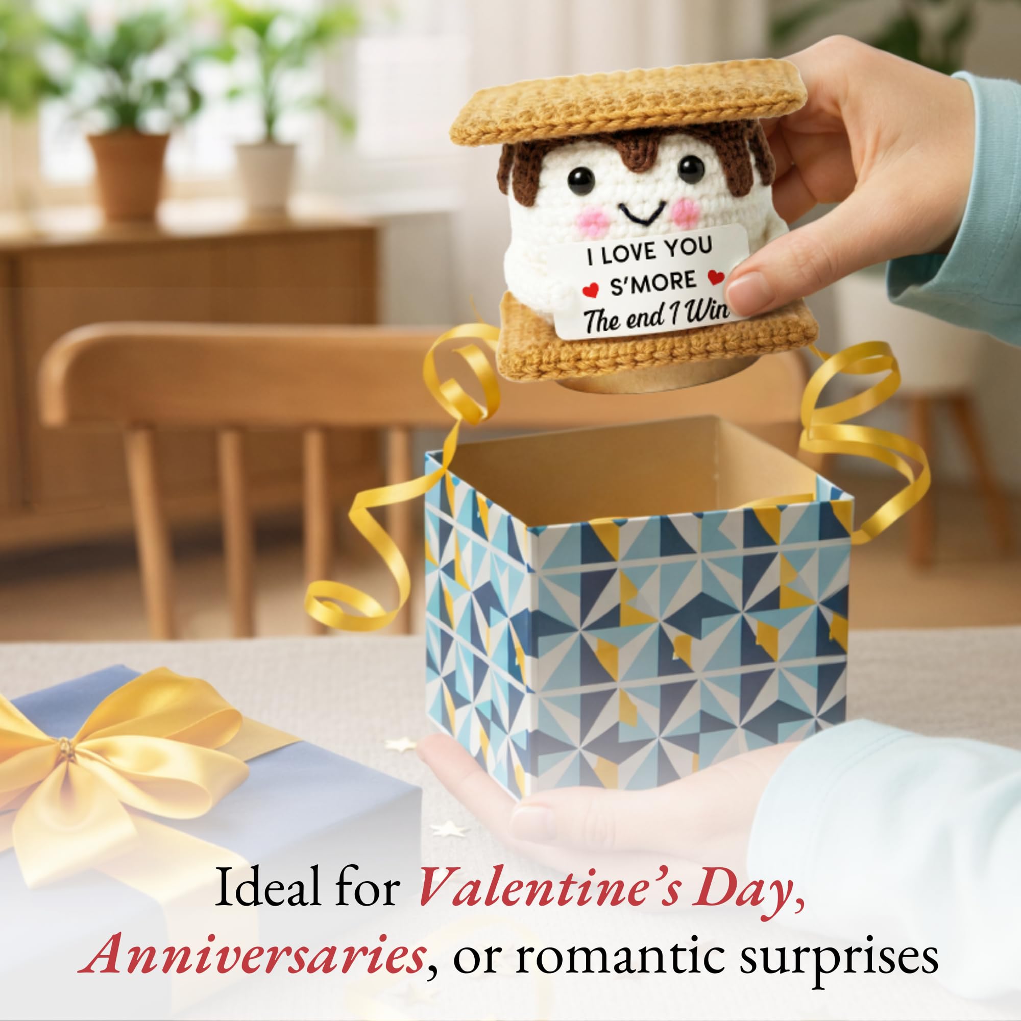 SUCHAGIFT Couple Gifts - Anniversary, Birthday, Valentines Day Gifts for Him, Her, Boyfriend, Girlfriend, Wife, Husband - Love Inspirational Positive Support S'More Crochet Doll
