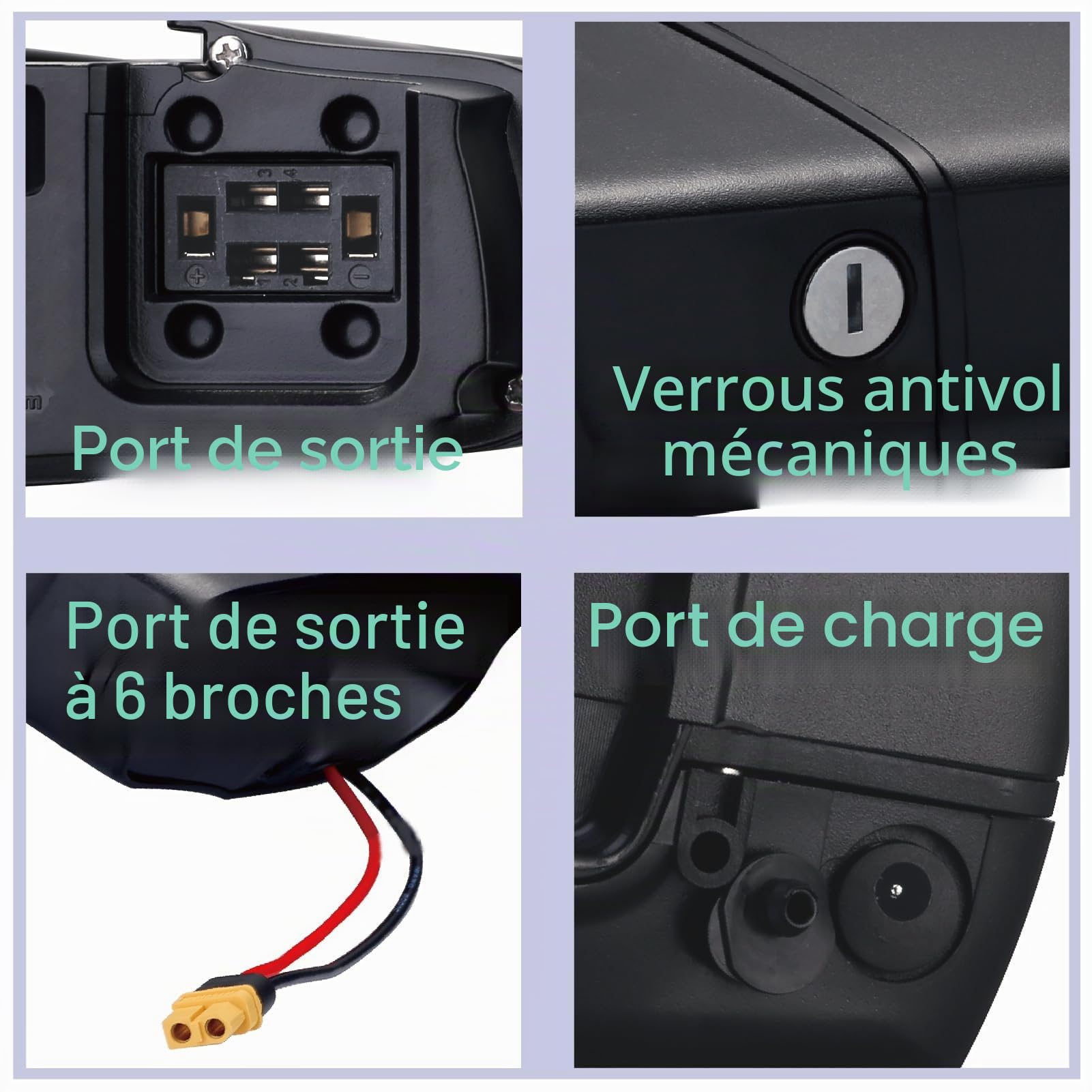 Batterie Ebike dans Le Porte-Bagages 36V 48V avec Chargeur, feu arrière, Safe Lock (48V 12Ah(No Rack)