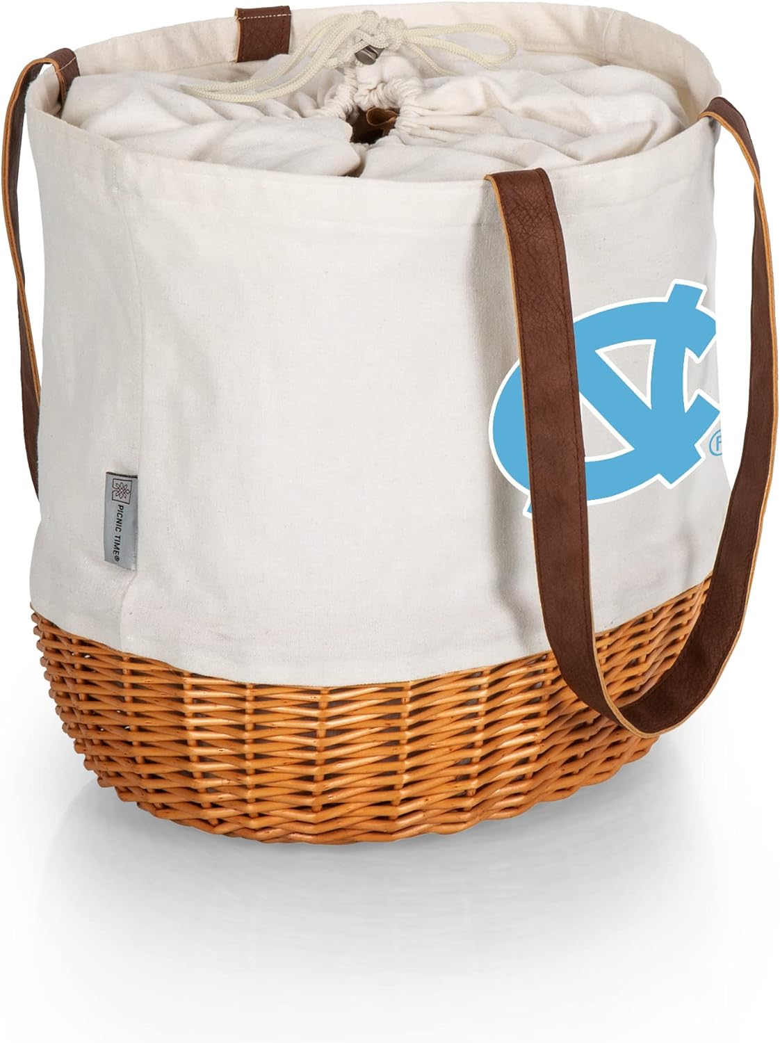 PICNIC TIME NCAA Purdue Boilermakers Coronado Canvas and Willow Basket Tote, Picnic Tote Bag, Beach Tote, (Beige Canvas)