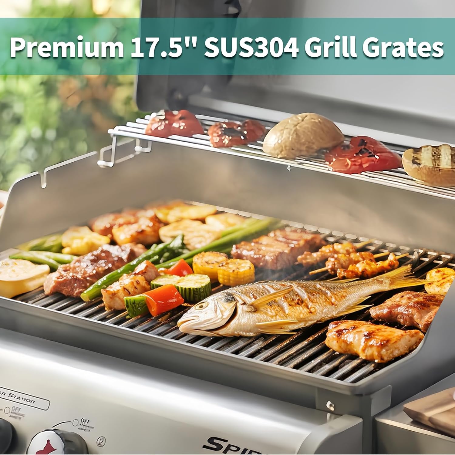 9MM 17.5" Stainless Steel Grill Grates for Weber Spirit E-310 E315 E320 E330 S310 S315 S330 GS4 Spirit 2 Grill Replacement Parts for Weber 7638, 7639 Spirit 300 Spirit II 300 Series Grills