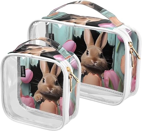 Miniatura 2 de Easter Bunny Rabbit Clear Toiletry Bag for Traveling,2 Pack Makeup Cosmetic Bag with Zipper,Travel Bag for Toiletries,Travel Essentials 21214642
