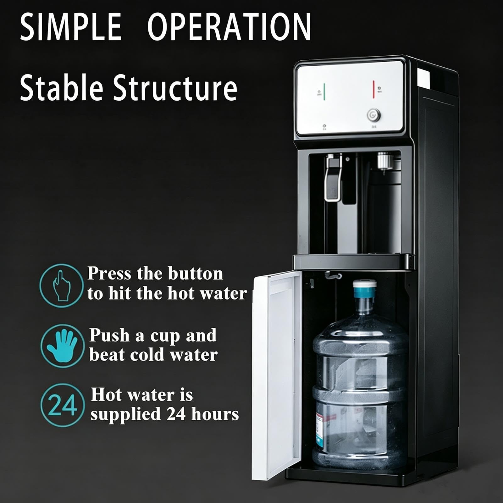 Dispenser Acqua, Distributore D'Acqua A Caricamento Dal Basso, 3 Secondi Funzione Calda, Distributori Acquas Indipendente, Per Uso Domestico E Commerciale