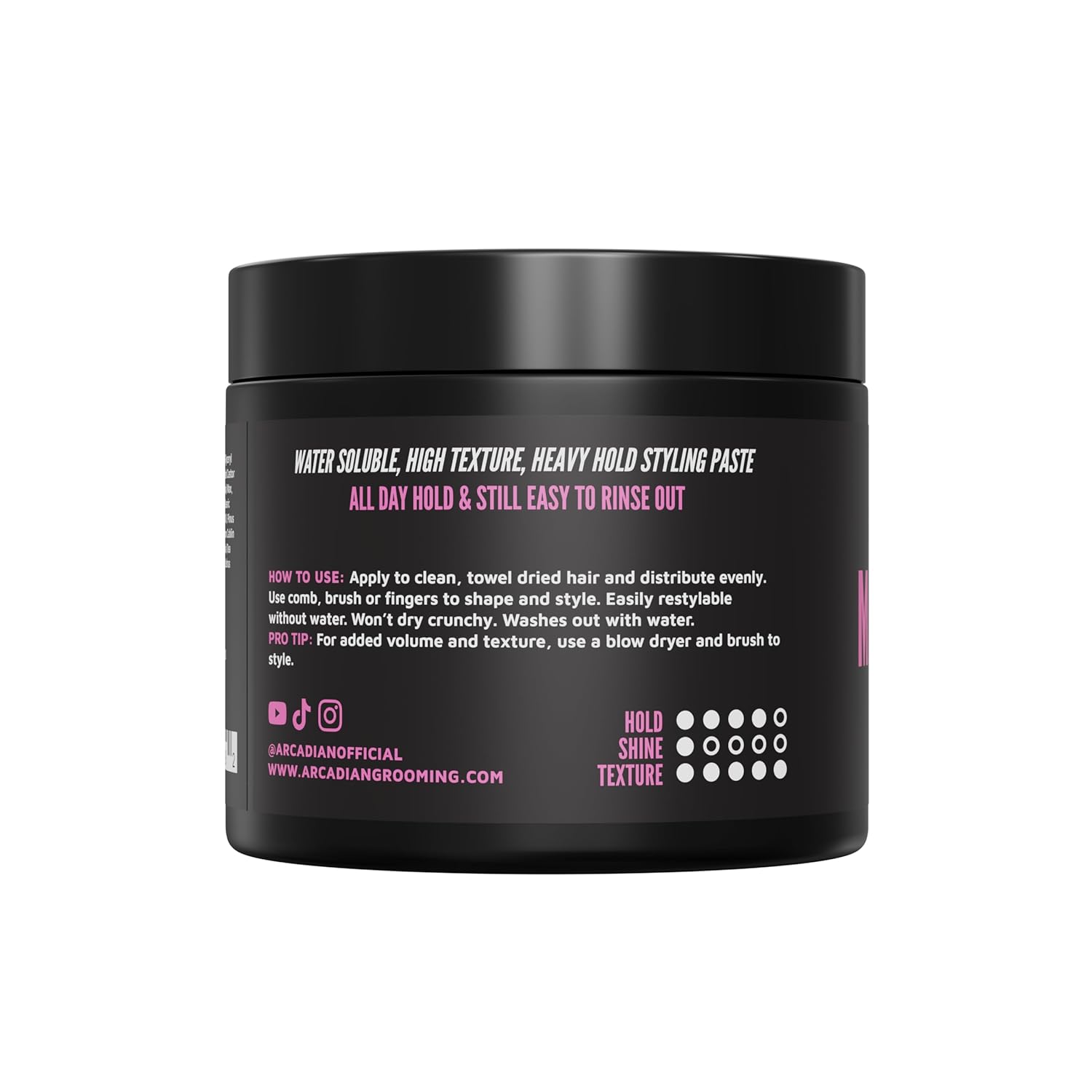 Arcadian Grooming Matte Paste Hair Clay for Men Styling – Vegan Matte Finish, Strong High Hold, 4oz