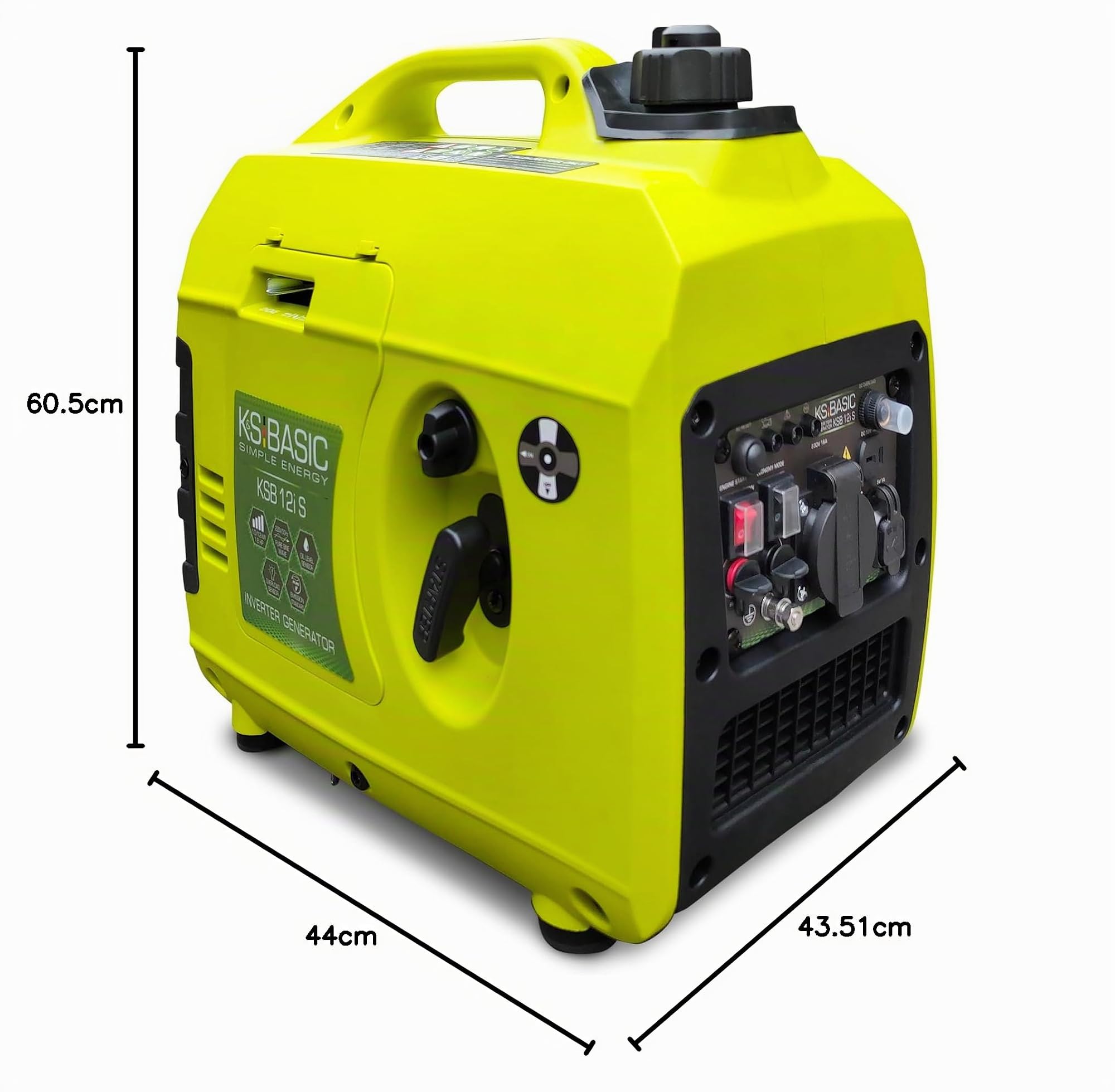 K&S Basic Generatore inverter KSB 12i S - Generatore di corrente kW 1.2, per pesca, campeggio, uscita USB, generatore di benzina
