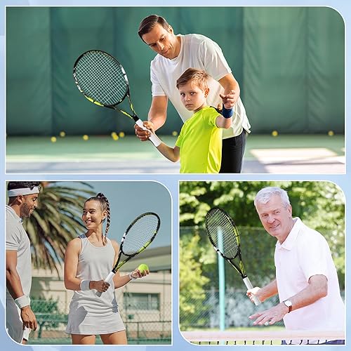 Miniatura 6 de HXE Raquetas de tenis para adultos, juego de raquetas de tenis recreativas de 27 pulgadas para principiantes y profesionales con 2 pelotas, 2