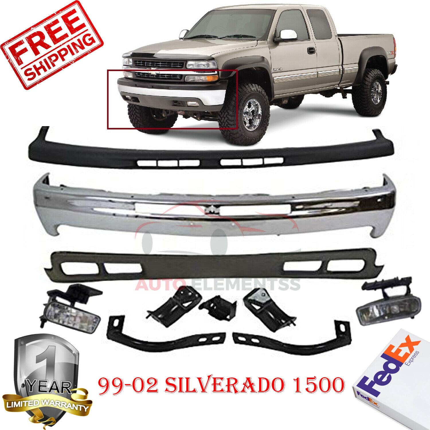 2002 Chevy Silverado 1500 Front Bumper 1999 2002 Chevy Silverado
