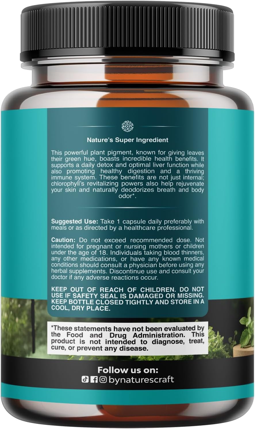 Chlorophyll Capsules for Cleanse and Detox Support - Internal Deodorant Pills for Body Odor with Mint & Parsley Extract Healthy Skin Immunity & Digestive Support - Vegan Non-GMO & Gluten Free (120ct)