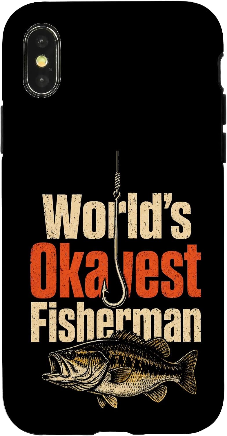 World's Okayest Fisherman Funny Bass Angler Dad Gift Case for iPhone 16 image 5