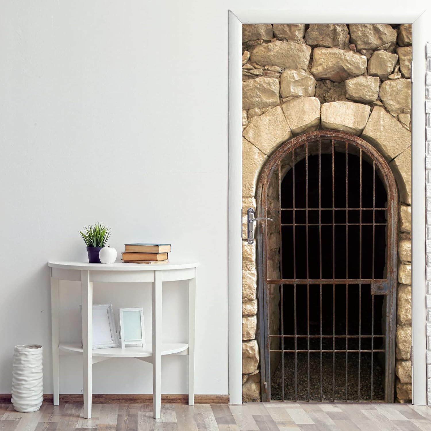 Fykjgs Modern Stone Arch Door Stickers for Interior Doors Iron Gate 3D Door Decals Art Sticker Self Adhesive Door Murals for Bedrooms Living Room Bathroom Home Decor G251?86x200 cm?
