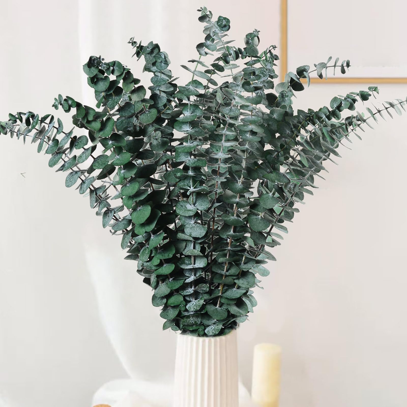 16 Pcs Large Dried Eucalyptus Stems - 17'' Natural Preserved Eucalyptus Hanging for Shower, Real Plant Greenery for Home Decor, SPA, Bathroom, Wedding, Party, Vase Rustic Decor