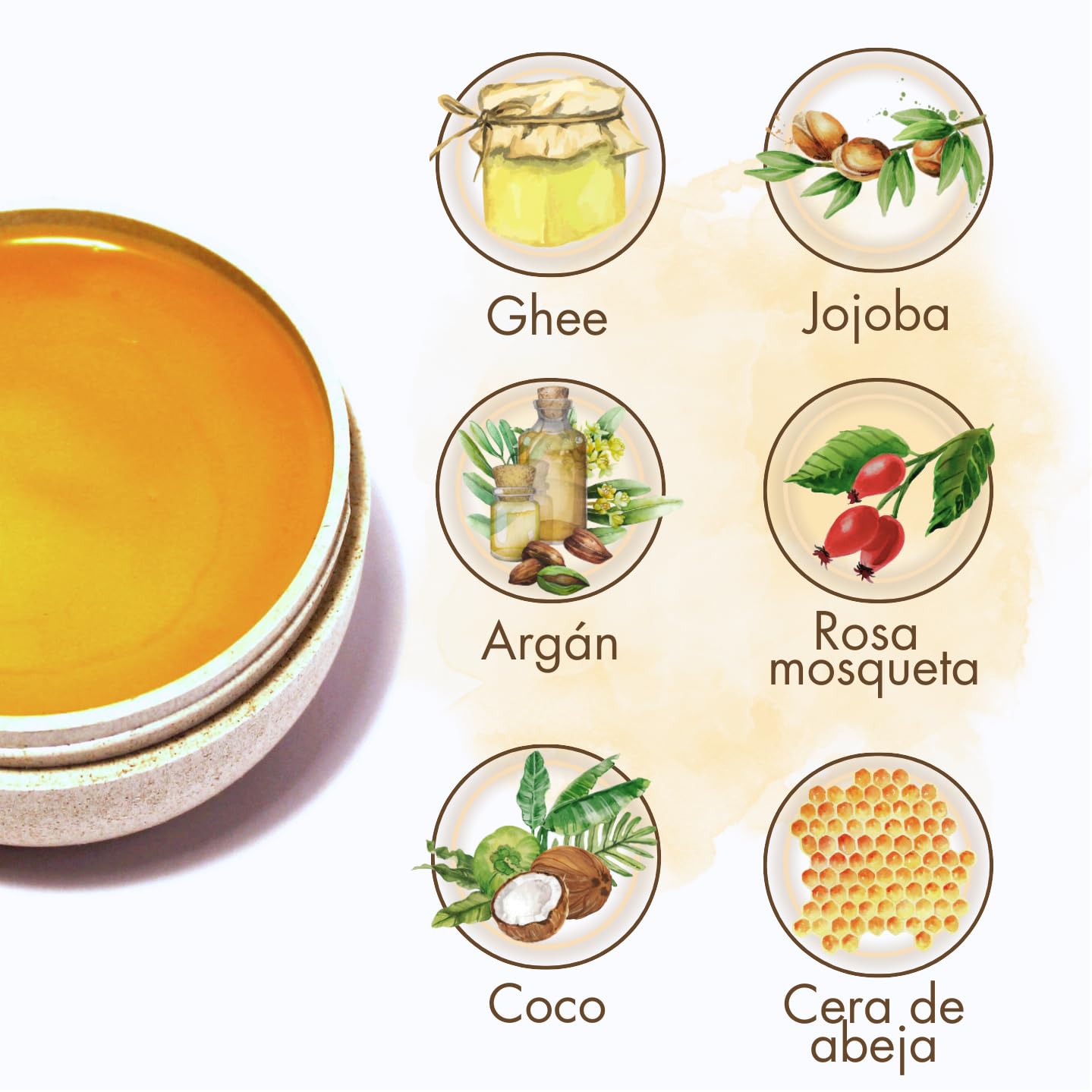 Bálsamo Facial Multiuso 6 En 1 a Base De Ghee, Para Todos Tipos De Piel, Hidrata Y Repara, Natural Sin Perfume Artificial