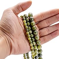 Vista 4 de Cuentas de jade verde natural de Taiwán, piedras redondas sueltas semipreciosas de 8 mm para hacer joyas 44 piezas