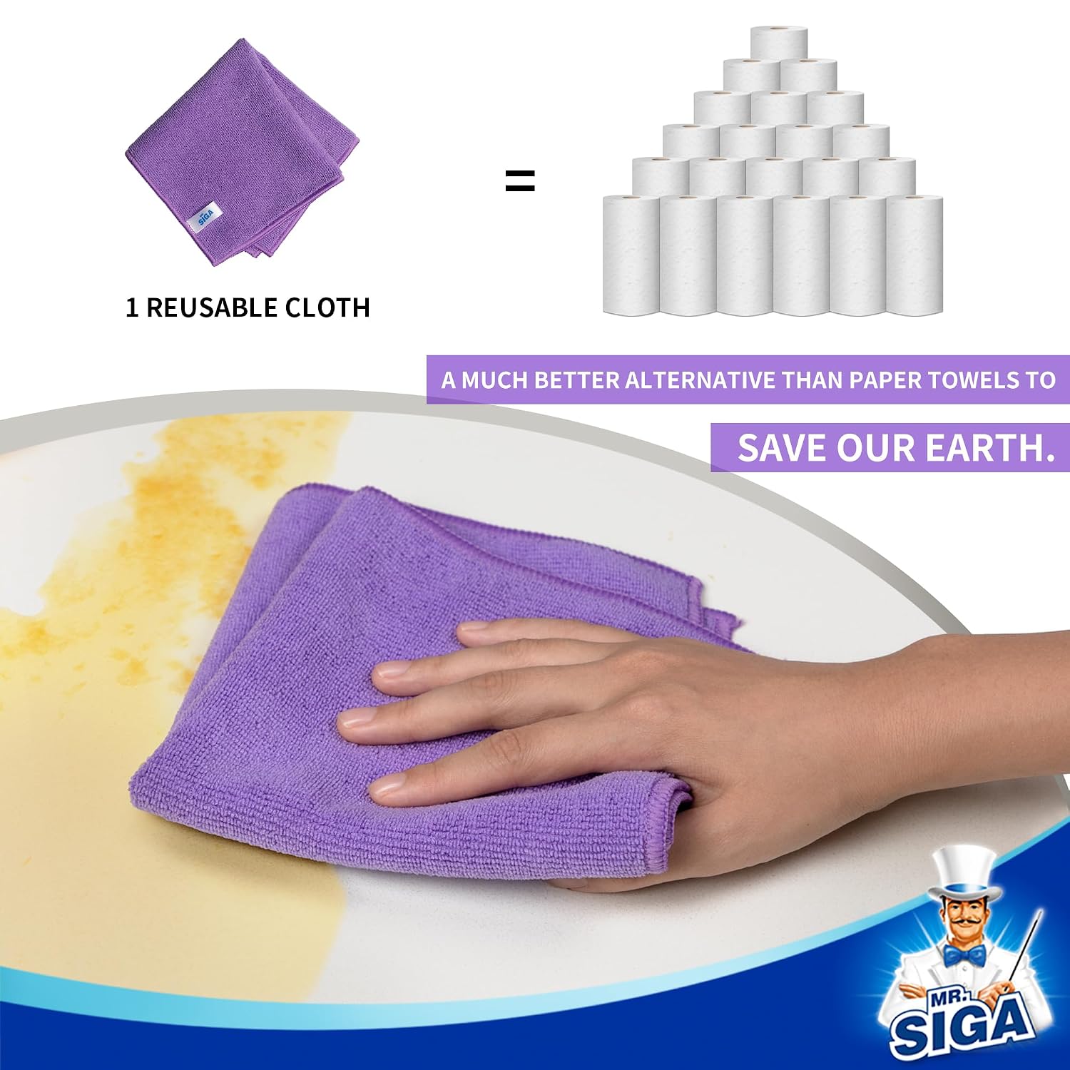 MR.SIGA Microfiber Cleaning Cloths, Streak Free Microfiber Towels, 12 Pack image 4