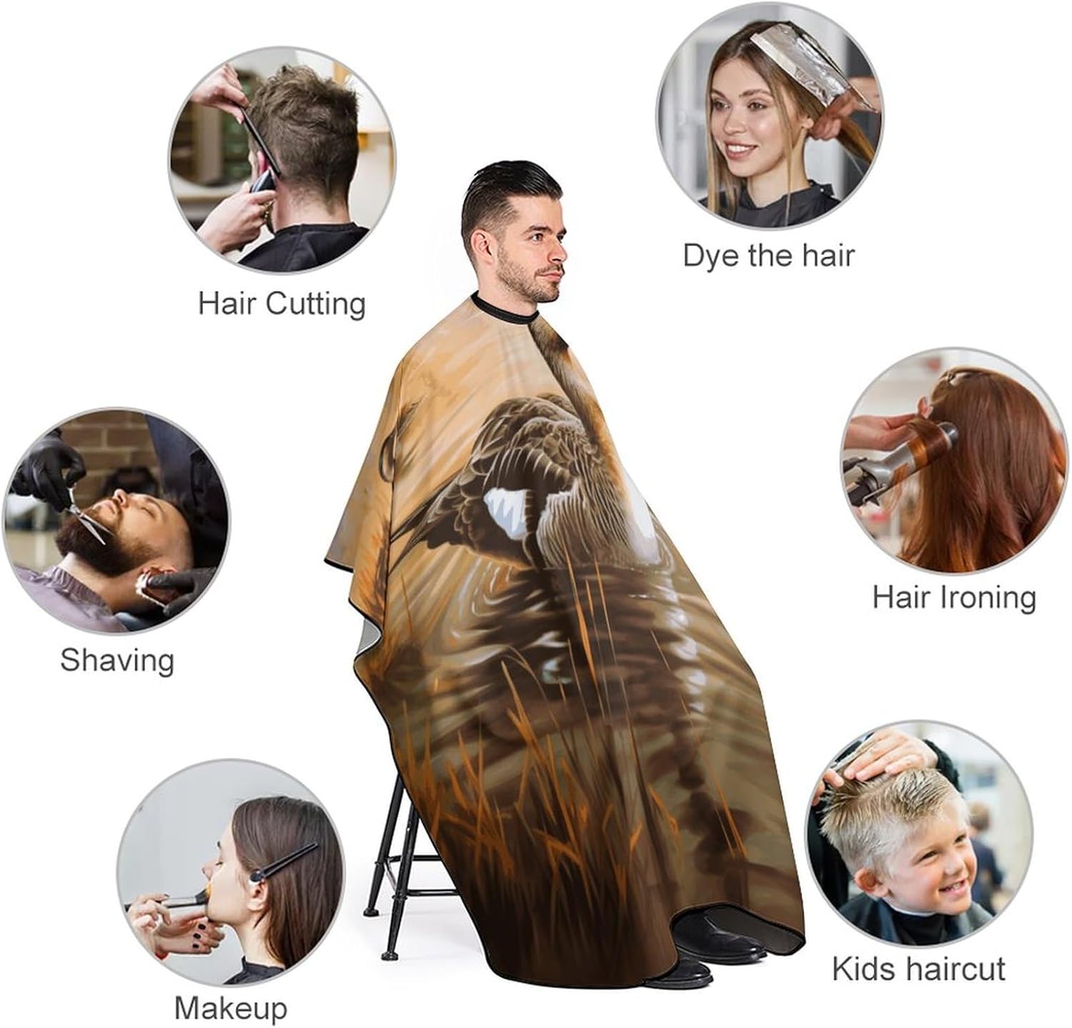 Oil Painting Duck Apron for Women Men,Barber Cape with Adjustable Snap Closure,Hair Cutting Cape,66.9 X 56.7 Inches for Hair Dye, Comb-out, Styling, Shampoo