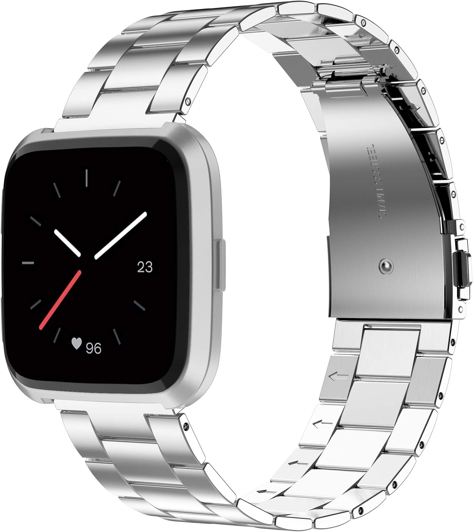 Wearlizer Stainless Steel Compatible for Fitbit Versa/Versa 2, Ultra-Thin Lightweight Replacement Bands for Women & Men