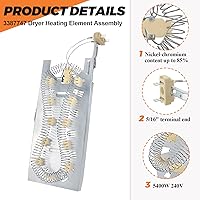 Vista 2 de UPGRADE W11344457 3387747 Elemento calefactor para secadora de Beaquicy – Adecuado para Whirlpool Kenmore elite he4/90 serie elemento calefactor