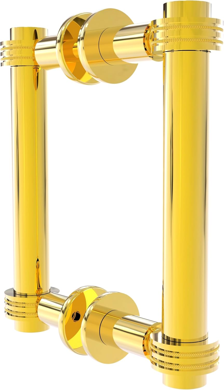 Allied Brass 404D-6BB-PB Contemporary 6 Inch Back to Back Shower Door Pull with Dotted Accent, Polished Brass