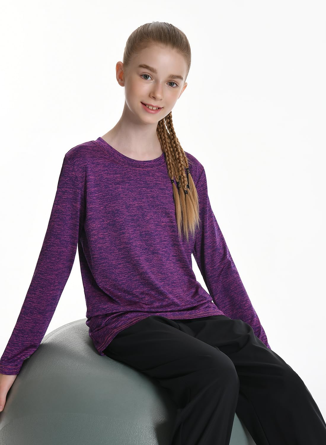 Star Vibe 5-Pack Girls Long Sleeve Athletic Shirts Dry Fit Crew Neck Active Performance T-Shirts for Kids Teens Workout Tops - Image 5