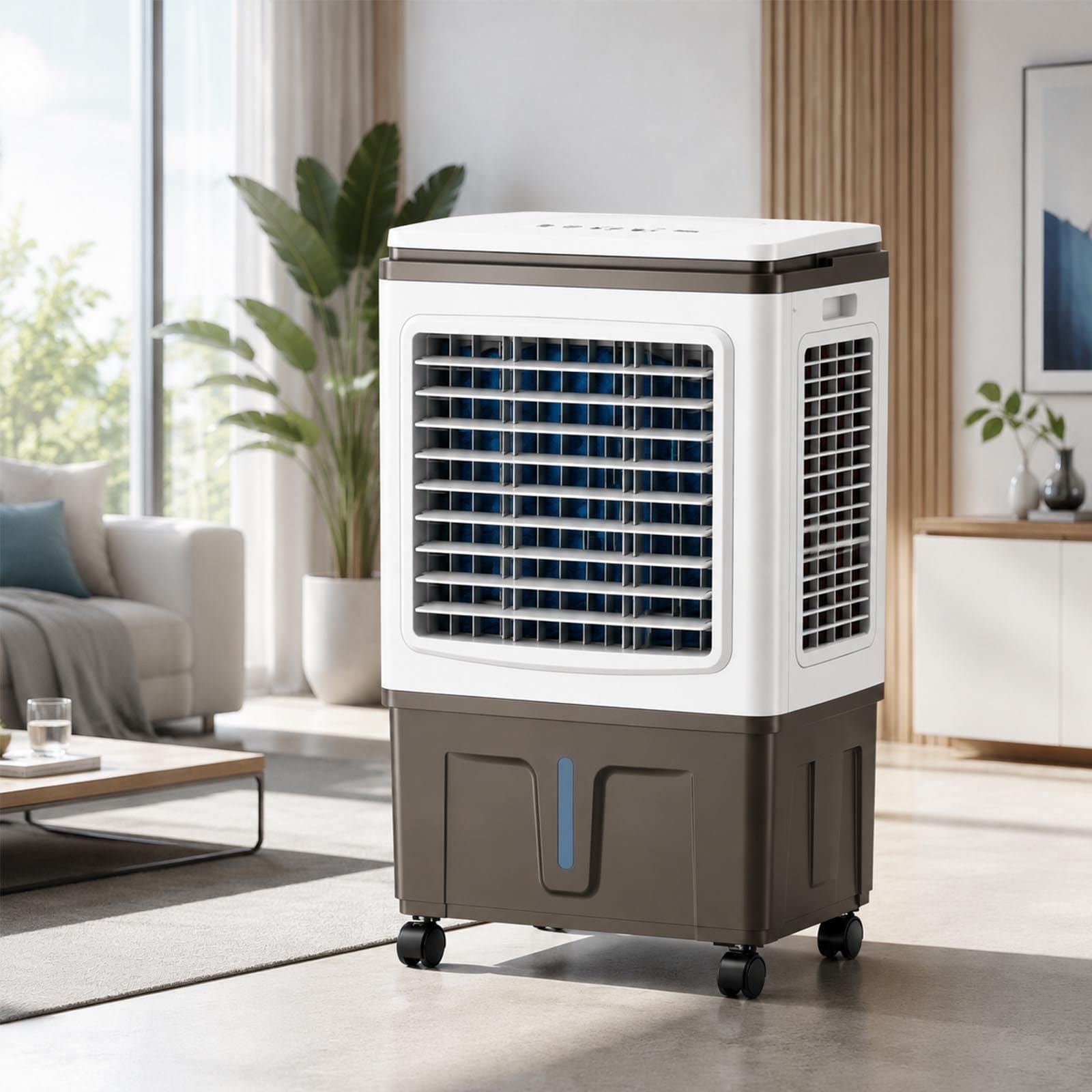 Sunseota Portable Evaporative Air Cooler with Hydro-Chill Cooling Technology, Quiet Swamp Cooler with Humidifier and 40L Water Tank, Oscillating Cooling Fan with Ice Packs for Bedroom, Home 40L