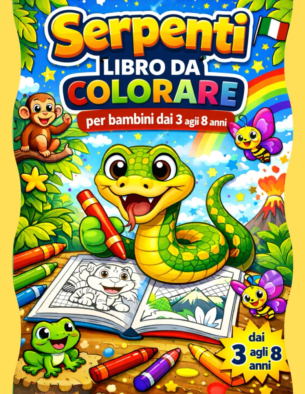 Serpenti – Libro da colorare per bambini dai 3 agli 8 anni: Disegni semplici di serpenti con attività educative per imparare divertendosi
