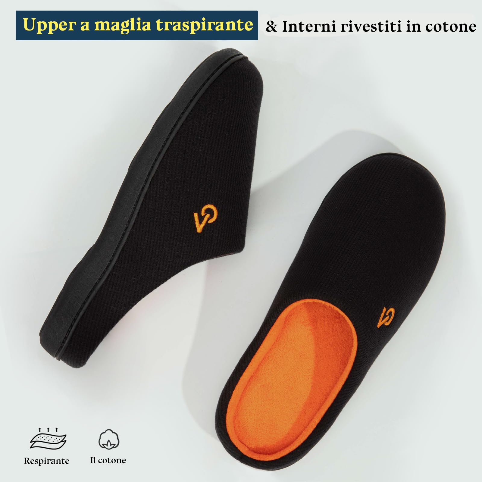 VeraCosy Bicolore Pantofole da Uomo in Memory Foam