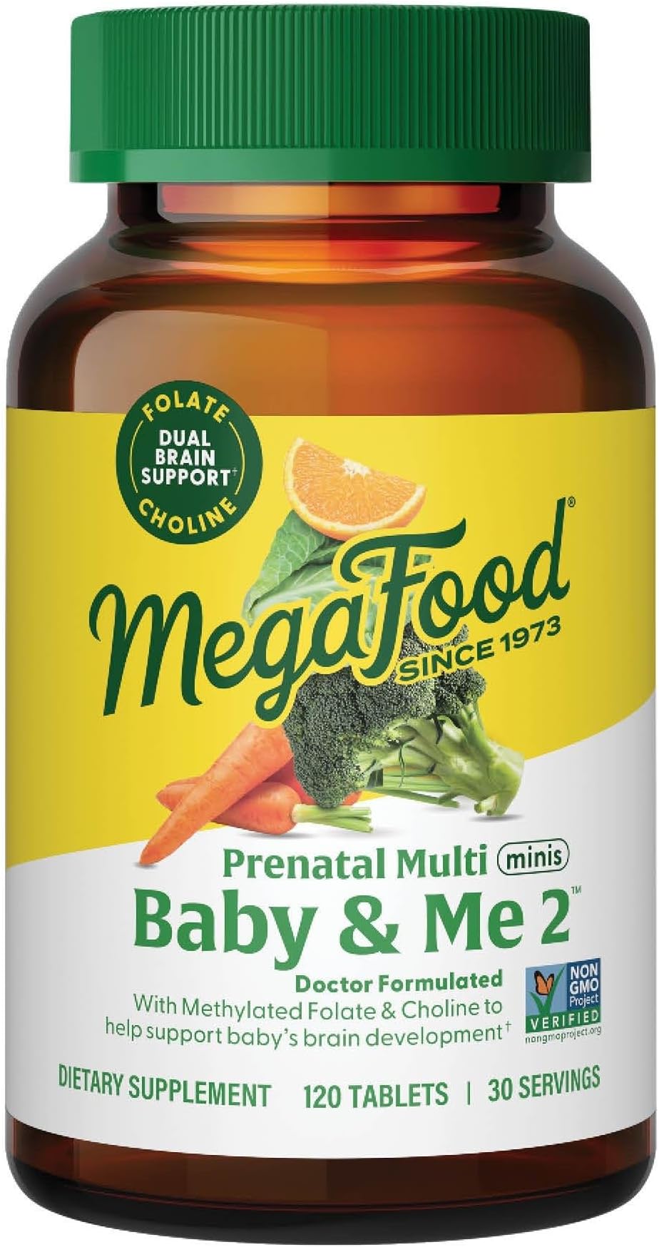 Baby & Me 2 Prenatal Multi Minis - Prenatal Vitamins for Women with Choline & Methyl Folate - Gluten-Free, Vegetarian, Pre Natal Multivitamin for Women – 120 Minis Tablets, 30 Servings