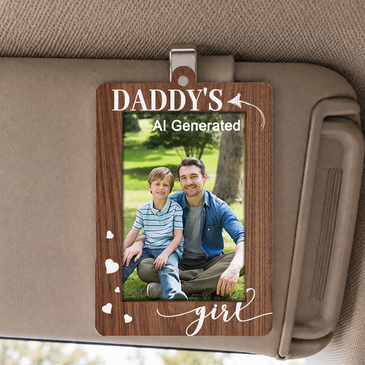 Daddy’s Girl Car Hanging Photo Frame, Dad Gift from Daughter to Dad, Wooden Rearview Mirror Decor, Car Hanging Picture Frame, Birthday for Daddy