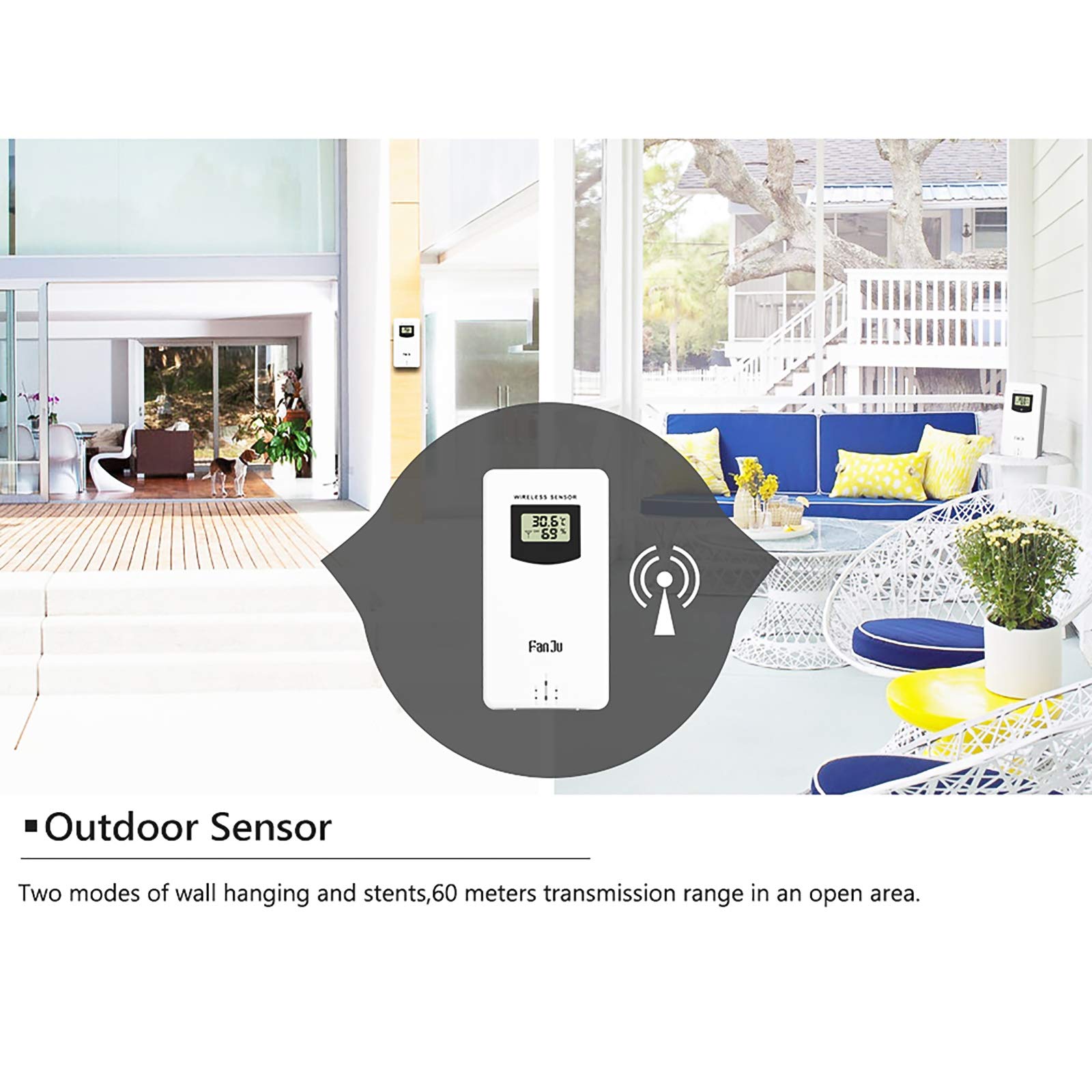 Stazione Meteo Wireless, barometro termometro Temperatura Digitale Interna umidità Esterna Temperatura con sensore Esterno Sveglia con Pressione barometrica (Beige)