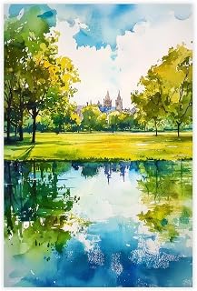 CFIOZYOS Hyde Park Watercolor Poster Wall Art Hyde Park Wall Hanging Home Décor Gift Art Lovers England Lover Gift England Living Room Office Bedroom Canvas Deco Unframe 16x24inch