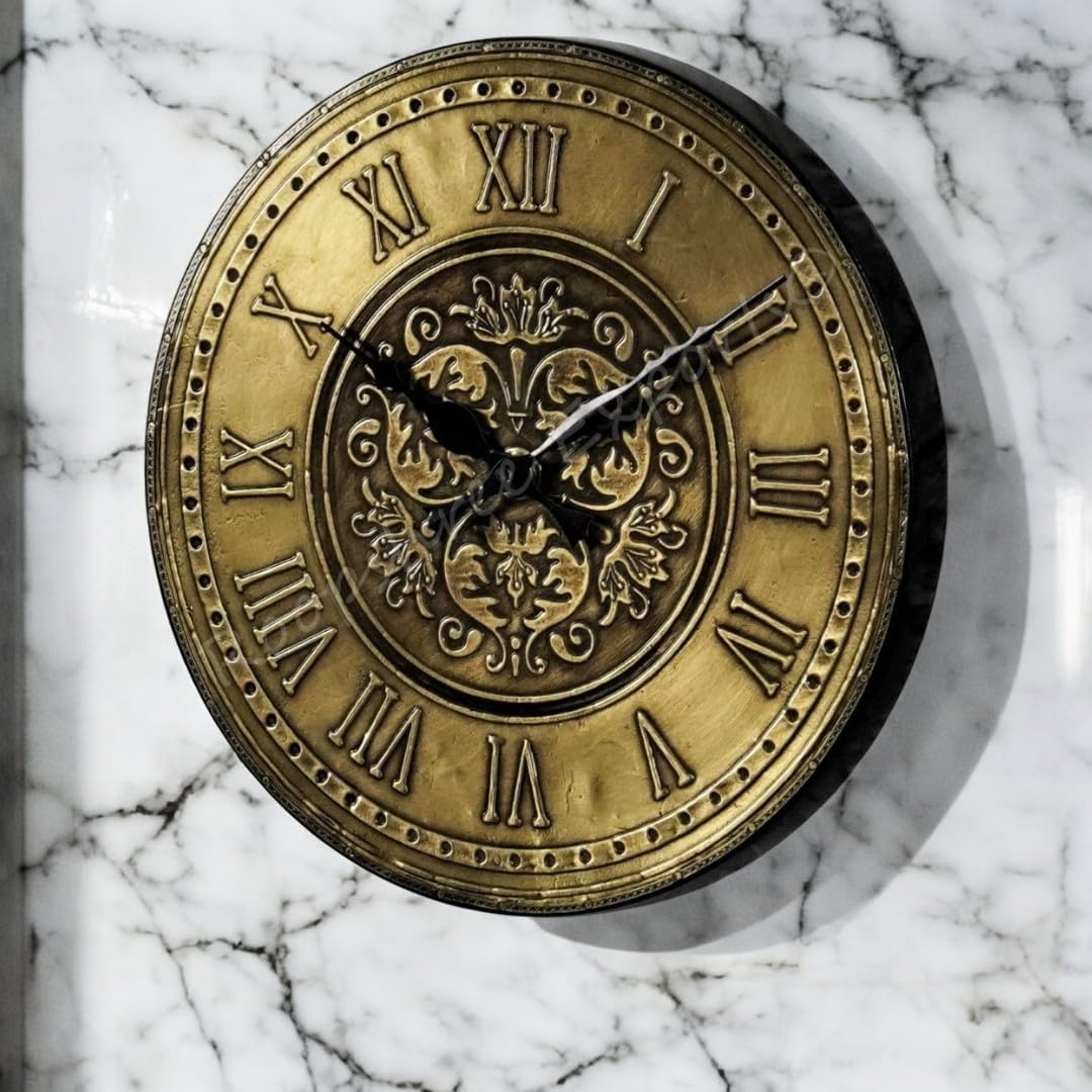 Vintage Clock Brass Handcrafted Wooden Wall Clock/One Year Warranty / 8010-12, Analog, 12 Centimeters-image-33