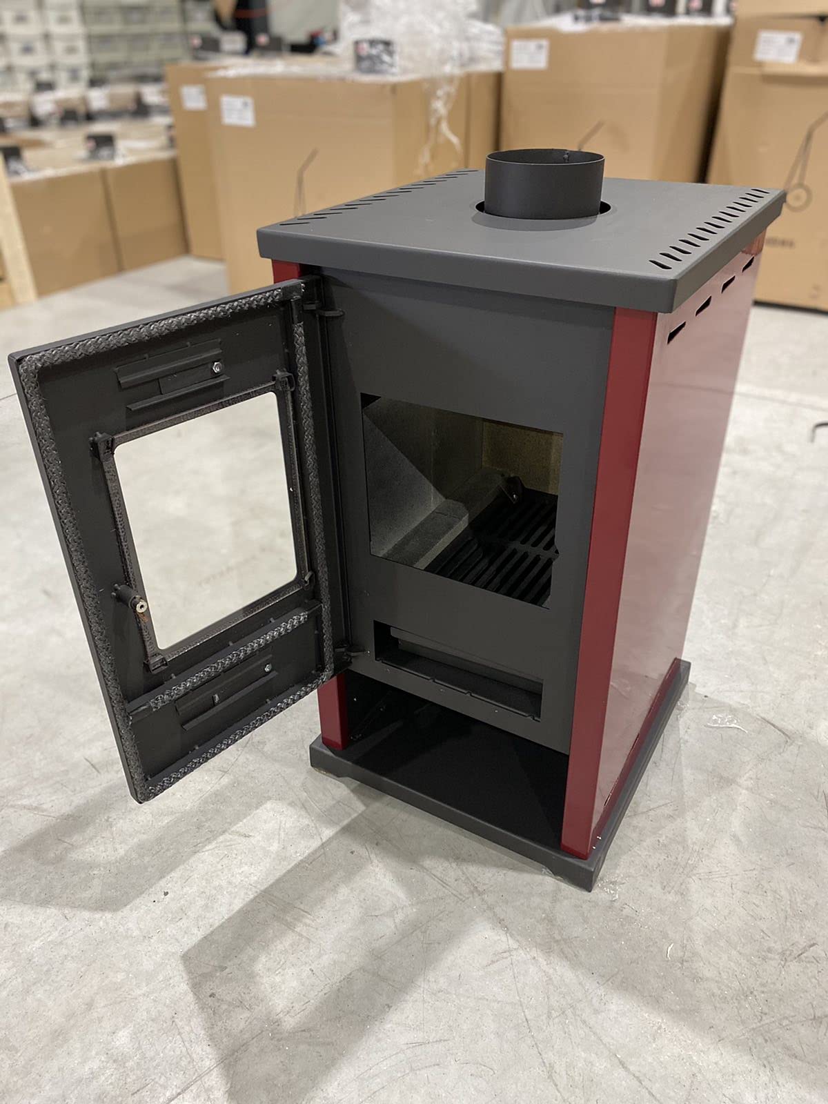 Prometey Mini poêle à bois 6,3 kW Rouge