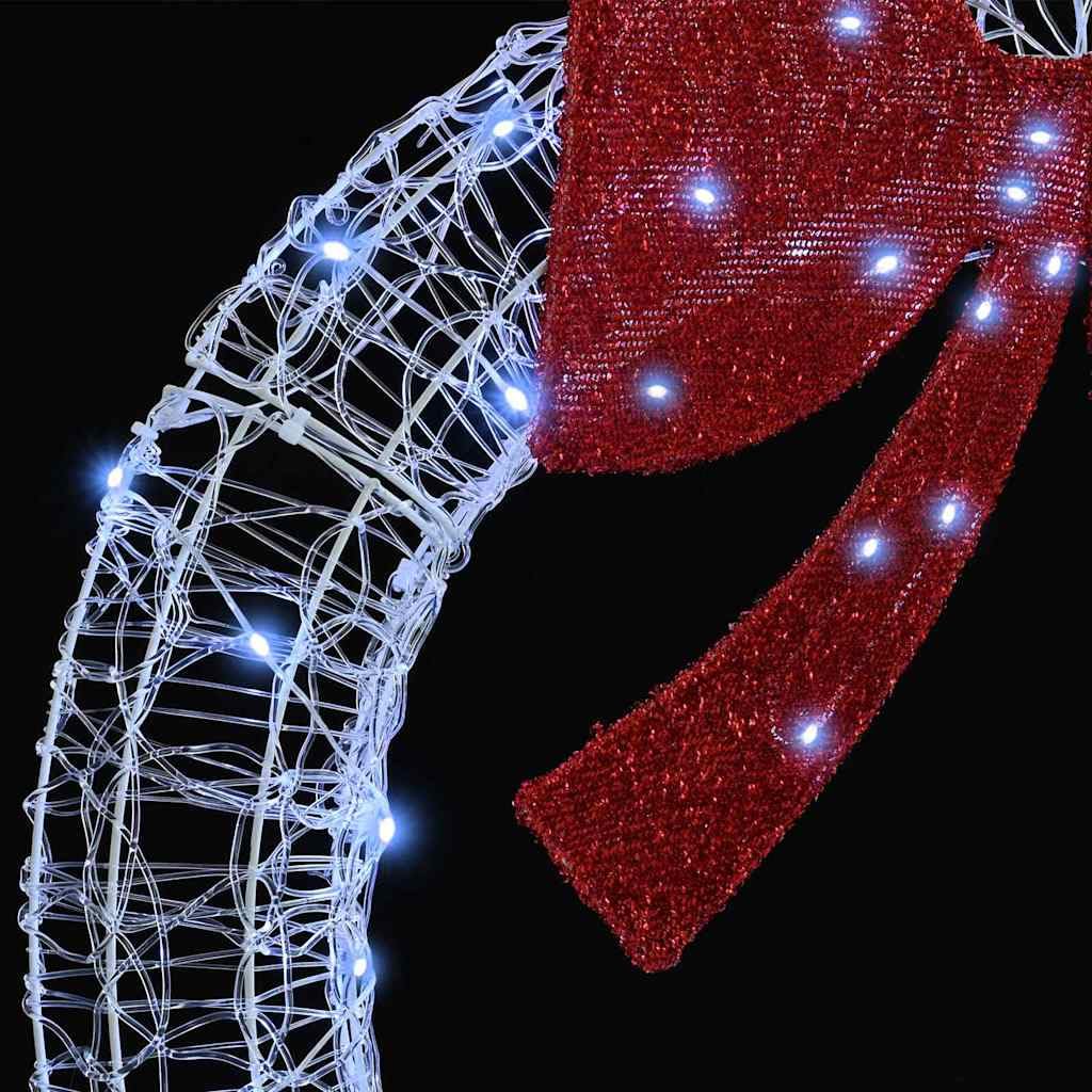 Mangloder Acryl Kranz mit 150 LEDs Kaltweiß 120 cm, USB, Fernbedienung, Weihnachtsdeko für innen und geschützten Außenbereich, moderne Deko mit Schleife, winterliche Fensterdeko