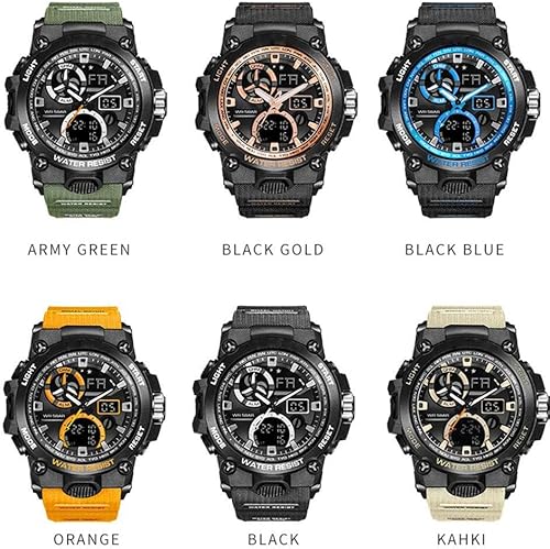 Miniatura 5 de Reloj analógico de cuarzo para hombre con doble pantalla y alarma digital con iluminación LED