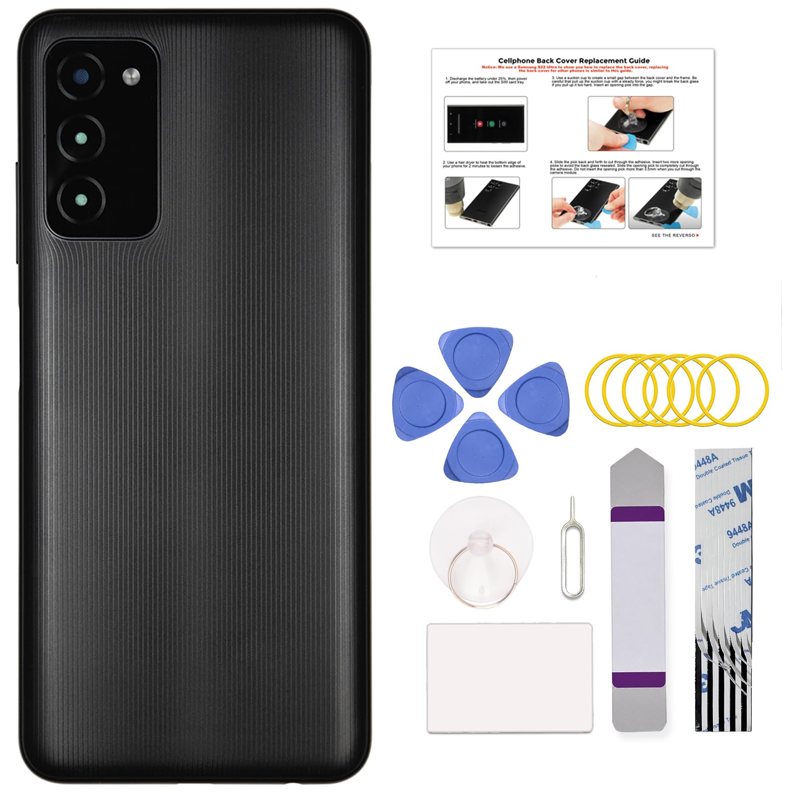 GREEN FUSION Compatible with Galaxy A03s Back Cover Replacement, A03s SM-A037 Back Housing Door with Pre-Installed Camera Lens, Repair Tools &