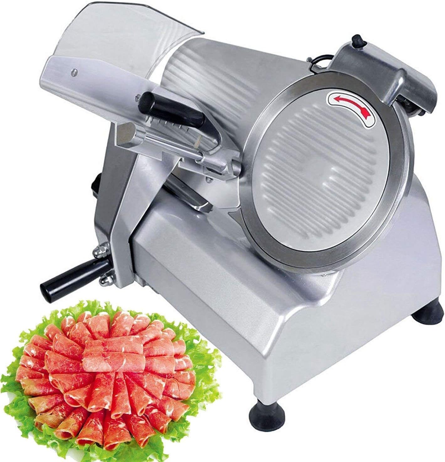 ZHP Meat Slicer Electric Food Slicer Commercial Deli Slicer 240W Hotpot Beef Mutton Chips Cutting Machine 10 Inch Blade Heavy Duty for Meat Chopper Butcher Cutter