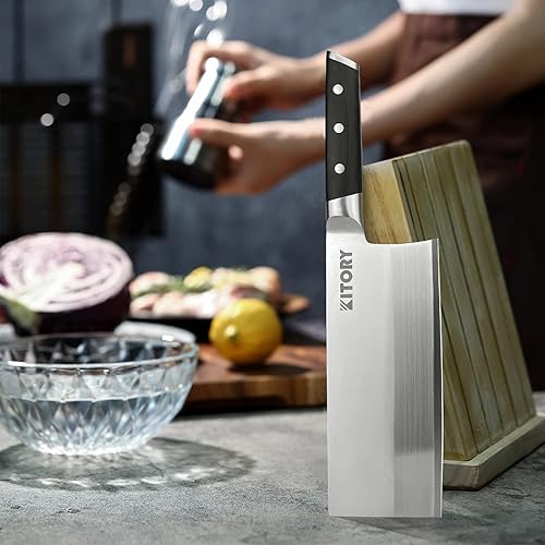 Miniatura 5 de Hanlde - Cuchillo grande para carne  Picador de huesos de cocina de 7 pulgadas, cuchillo alemán de acero inoxidable de alto carbono con mango